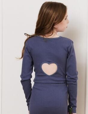 NEW THEME sloane long sleeve heart cut out top in grey